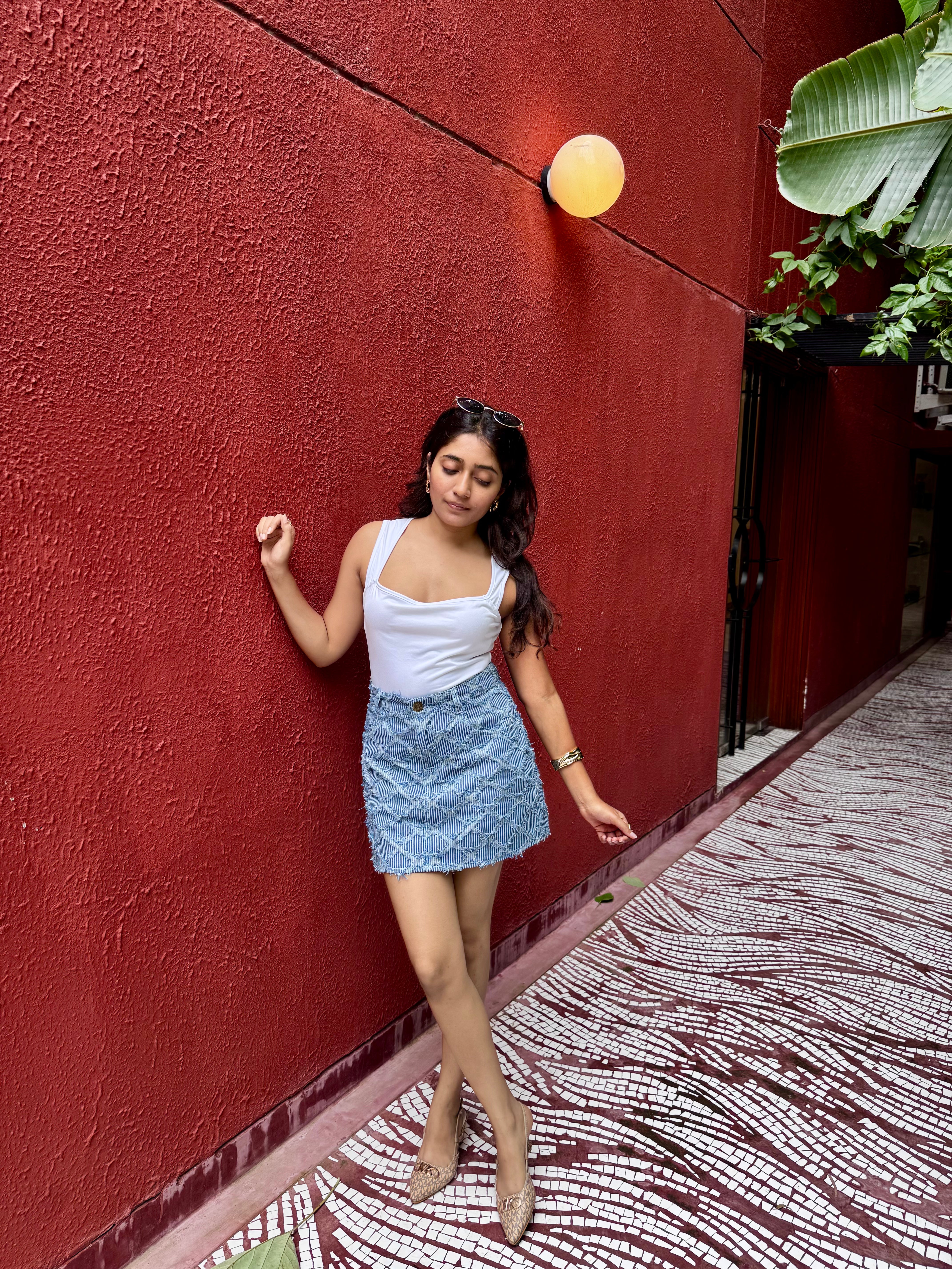 Denim Fray Skirt