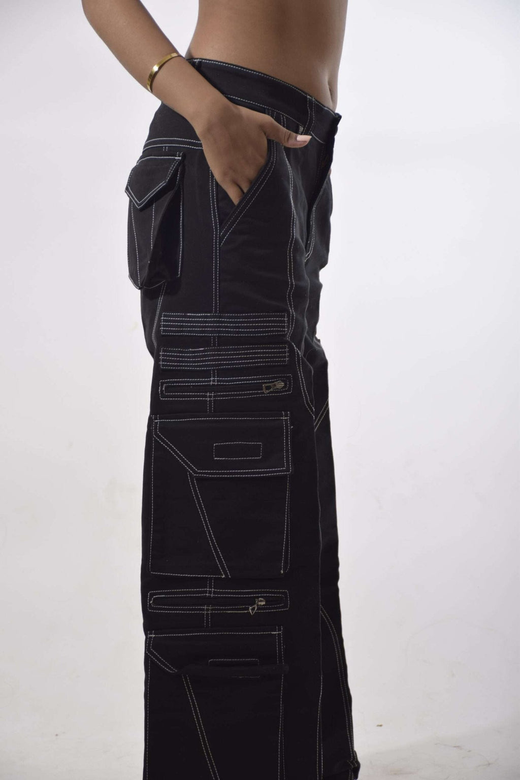 Black Utility Denim Cargos