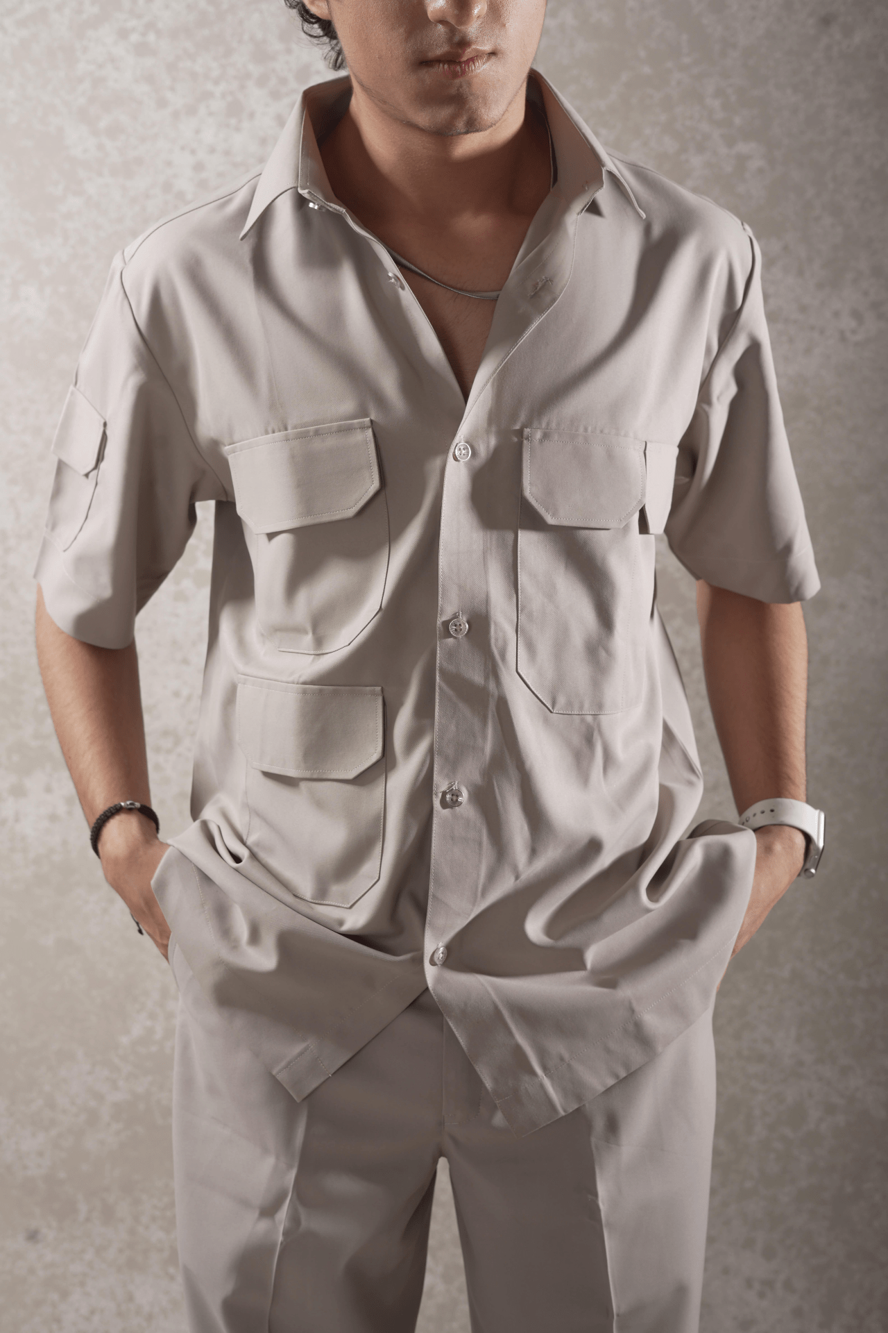 Technical shirt with straight pants