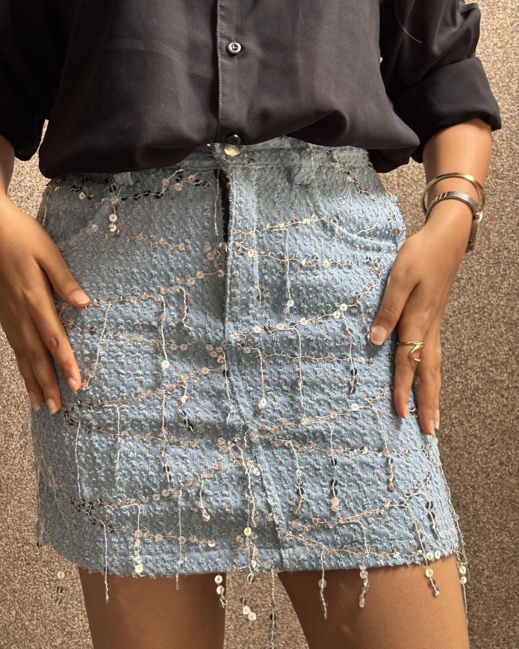 Denim blingy skirt