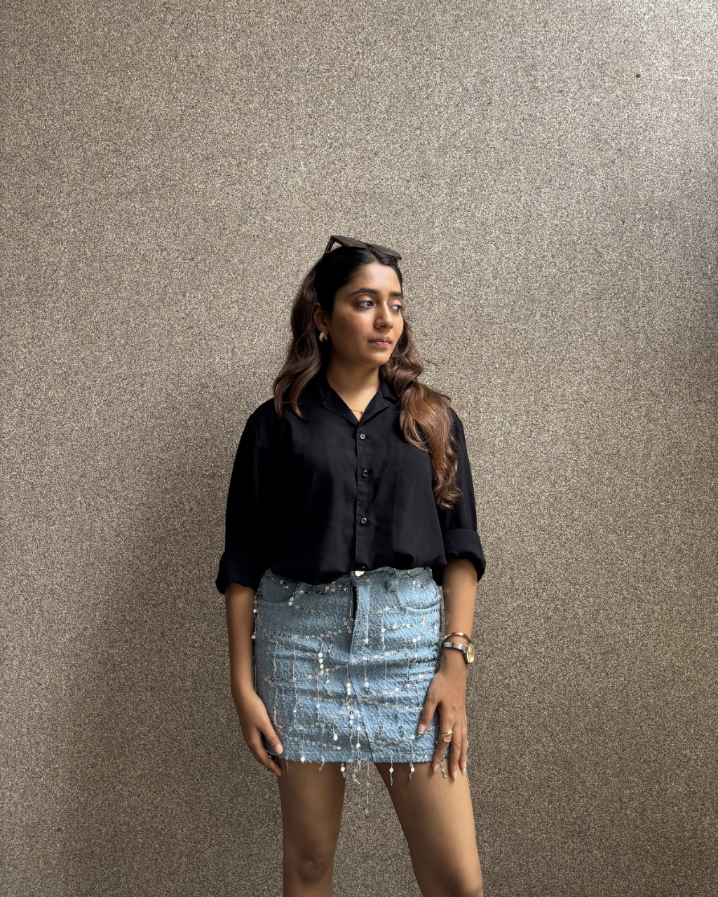 Denim blingy skirt